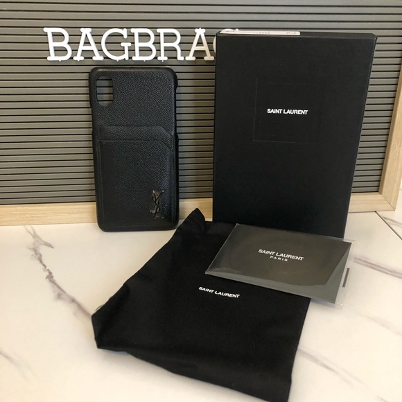Saint Laurent Accessories - Black on black YSL iPhone X case card holder
